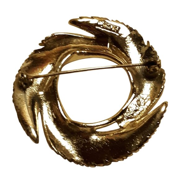 Vintage Silver-Tone Swirl Leaf Brooch Pin Textured Finish 1.75" USA-Made Elegant - Picture 3 of 6